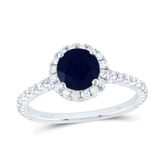 14K White Gold 1/2 CTW-Natural Diamond 6.5MM-Rd-Bs Natural Gemstone Single Halo Engagement Ring 2.625 Gram
