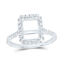 14K White Gold 1/2 CTW-Natural Diamond 3 Ct-Coct Semi-Mount Single Halo Engagement Ring 3.2 Gram