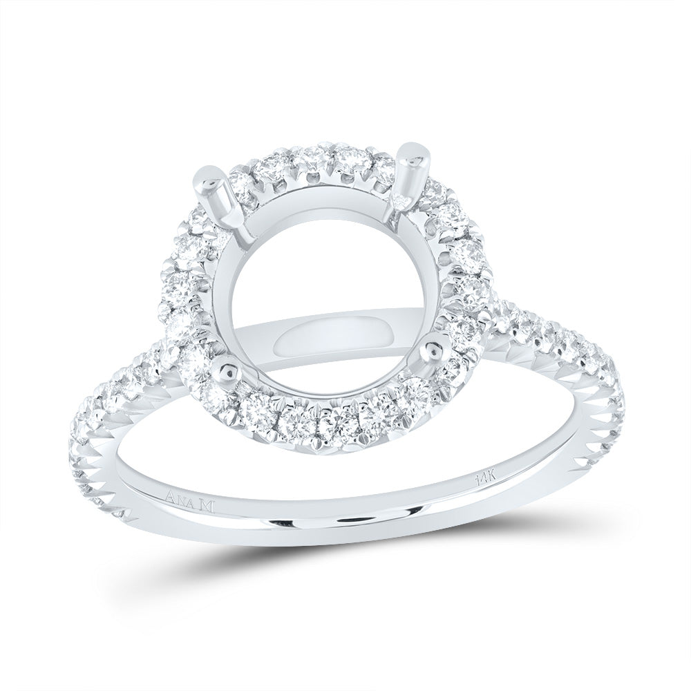 1/2CTW-DIA ANA M 3 1/4CT-CRD SEMI-MOUNT SINGLE HALO ENGAGEMENT RING