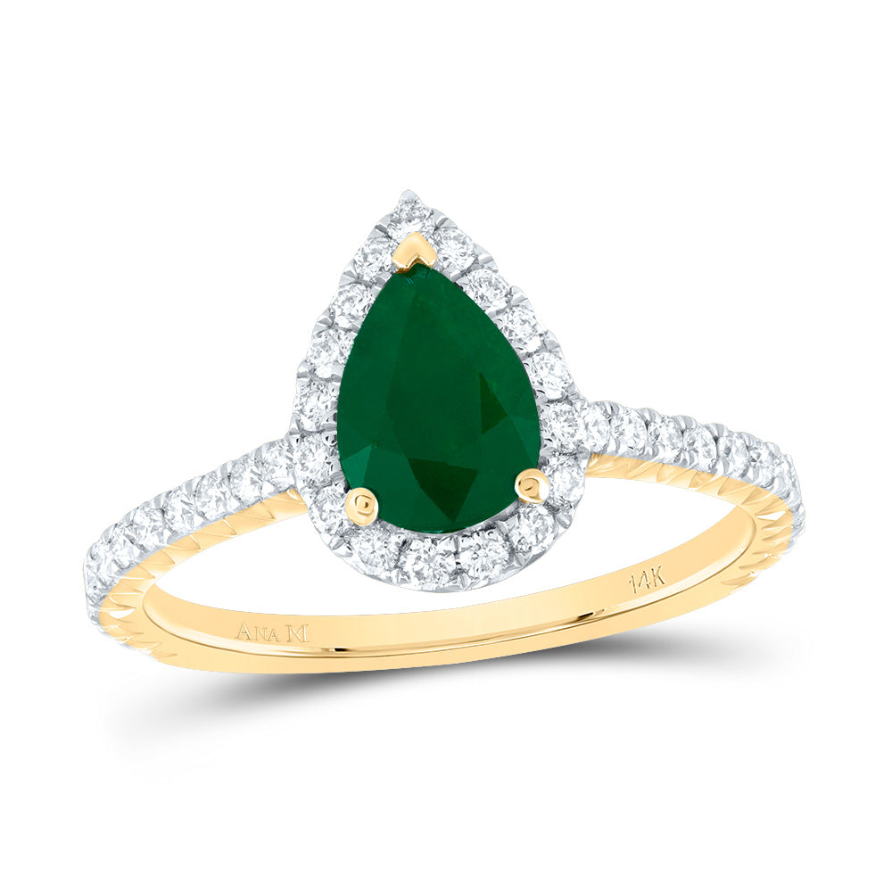 1/2CTW-DIA ANA M 8X5.5MM-PS-EM NAT GEM SINGLE HALO ENGAGEMENT RING