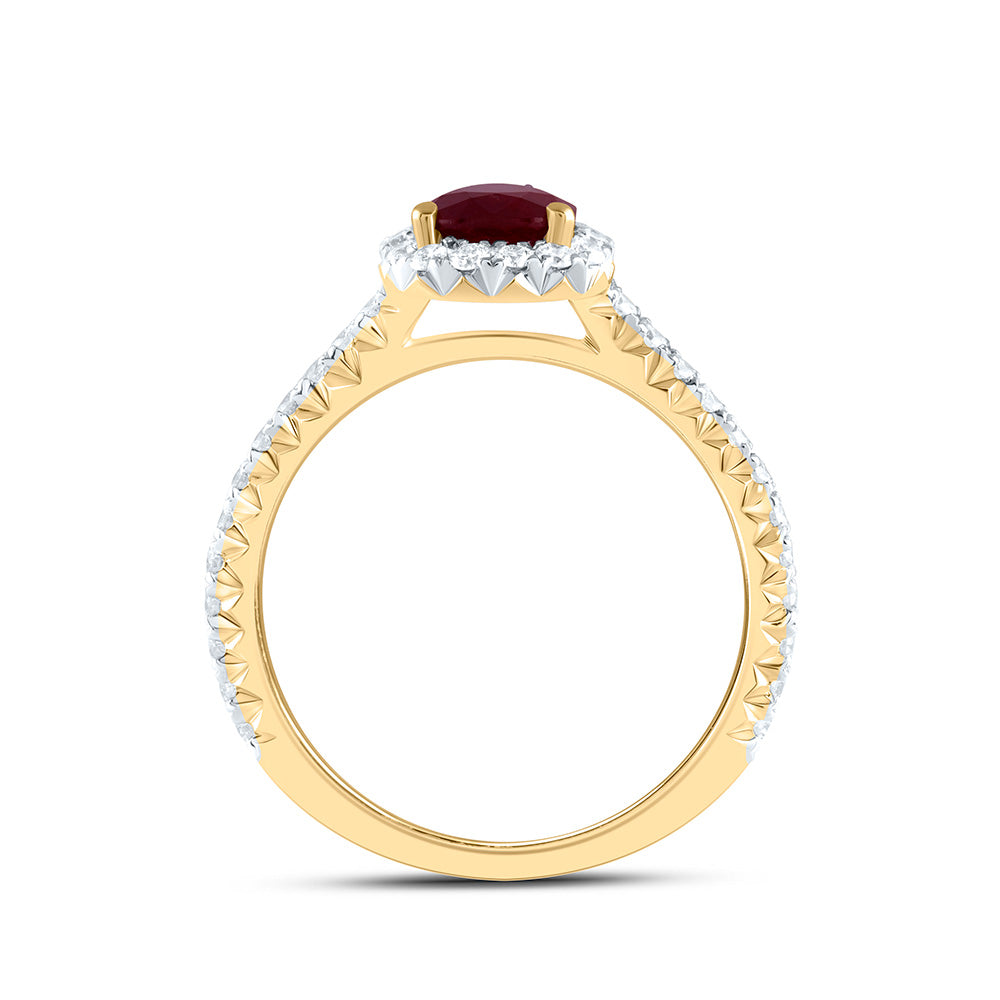 1/2CTW-DIA ANA M 8X5.5MM-PS-RU NAT GEM SINGLE HALO ENGAGEMENT RING