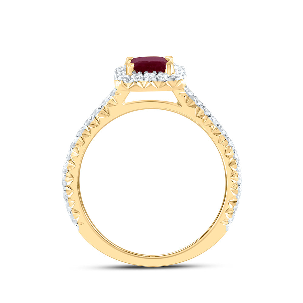 1/2CTW-DIA ANA M 7X5MM-OCT-RU NAT GEM SINGLE HALO ENGAGEMENT RING