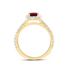 1/2CTW-DIA ANA M 7X5MM-OCT-RU NAT GEM SINGLE HALO ENGAGEMENT RING