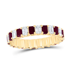 14K Yellow Gold 1 CTW-Natural Diamond 1 5/8 CTW-Em-Ru Natural Gemstone Ring 2.41 Gram
