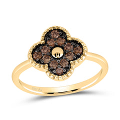 1/3CTW-DIA COGNAC NATURAL GIFT CLOVER RING