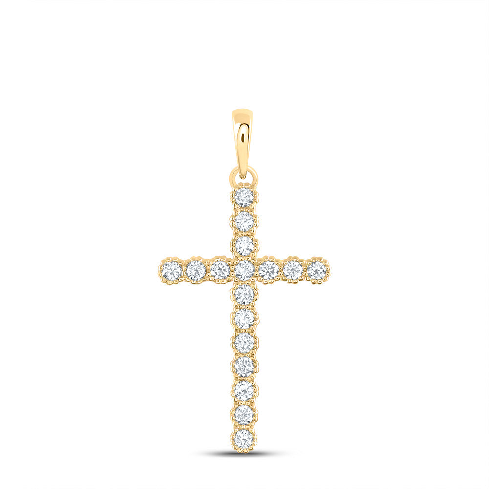 14K Yellow Gold 1/2 CTW-Natural Diamond Fashion Cross Pendant 2.45 Gram