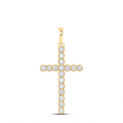 14K Yellow Gold 1/2 CTW-Natural Diamond Fashion Cross Pendant 2.45 Gram