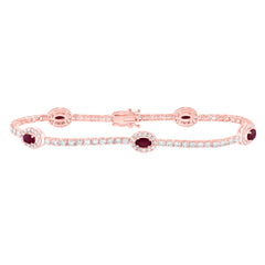 14K Rose Gold 2 1/3 CTW-Natural Diamond 1 1/2 CTWov-Ru Natural Gemstone Fashion Bracelet (7 Inch ) 7.21 Gram