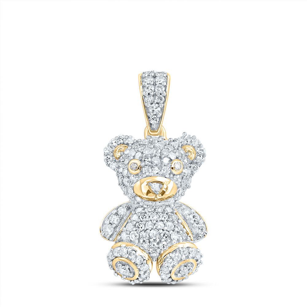 3/8CTW-DIA NK FASHION TEDDY BEAR PENDANT