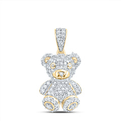 3/8CTW-DIA NK FASHION TEDDY BEAR PENDANT
