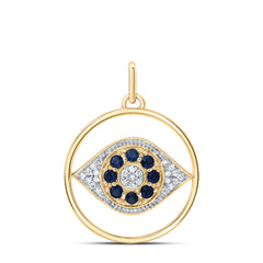 1/10 CTW-DIA CN 1/3CTW-RD-BS NAT GEM EVIL EYE ROUND PENDANT