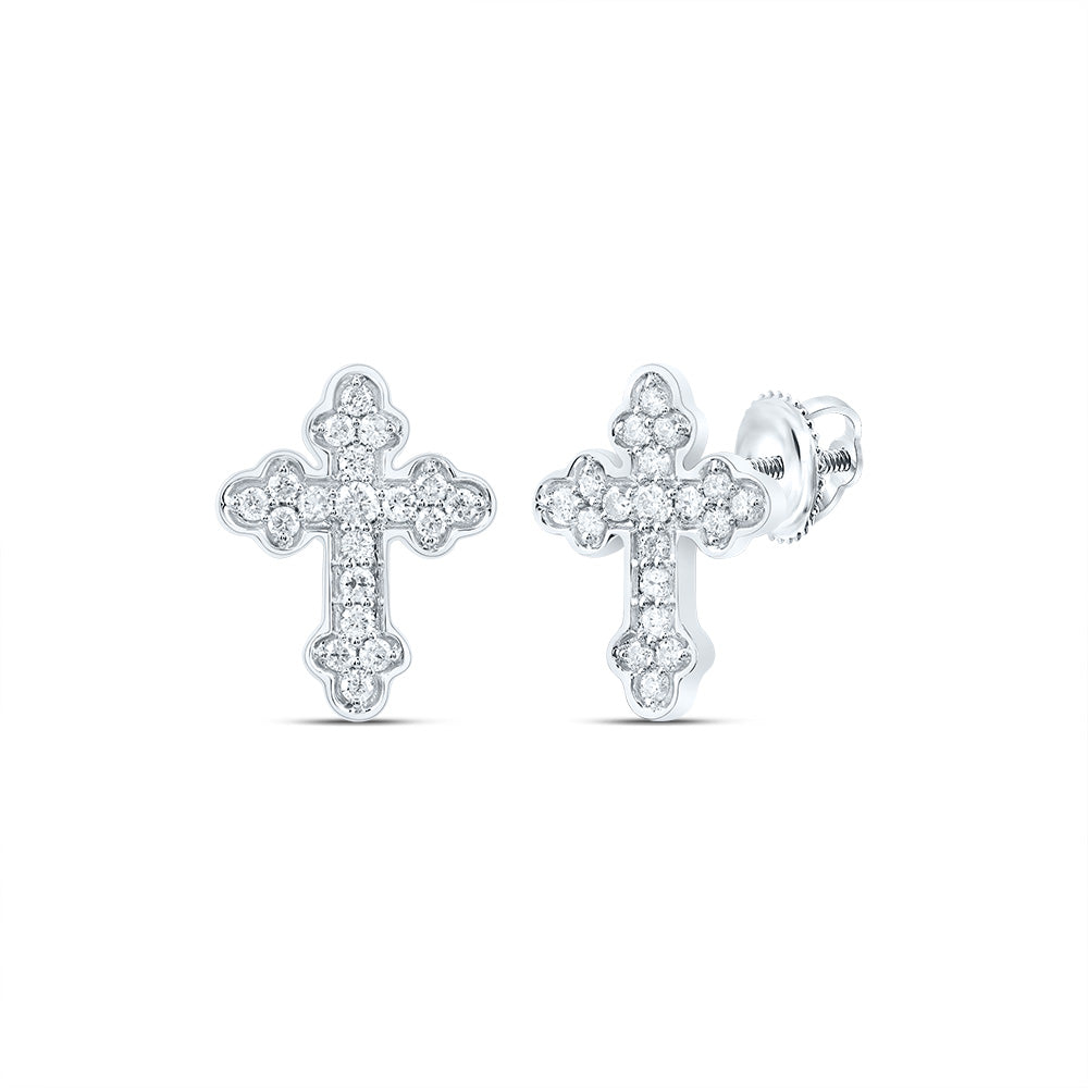 1/5CTW-DIA CN GIFT CROSS STUD EARRING