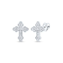 1/5CTW-DIA CN GIFT CROSS STUD EARRING