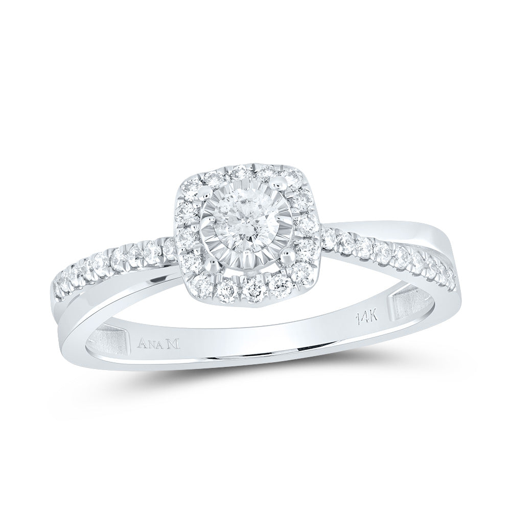 14K White Gold 1/3 CTW-Natural Diamond Cushion Fashion Ring 2.30 Gram