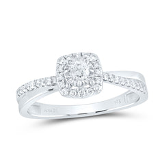 14K White Gold 1/3 CTW-Natural Diamond Cushion Fashion Ring 2.30 Gram