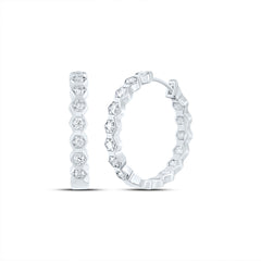 14K White Gold 1/3 CTW-Natural Diamond Fashion Hoop Earring 3.31 Gram