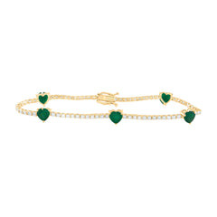 1 1/2CTW-DIA ANA M 3 CTW HT-EM NAT GEM FASHION HEART BRACELET (7 INCH)