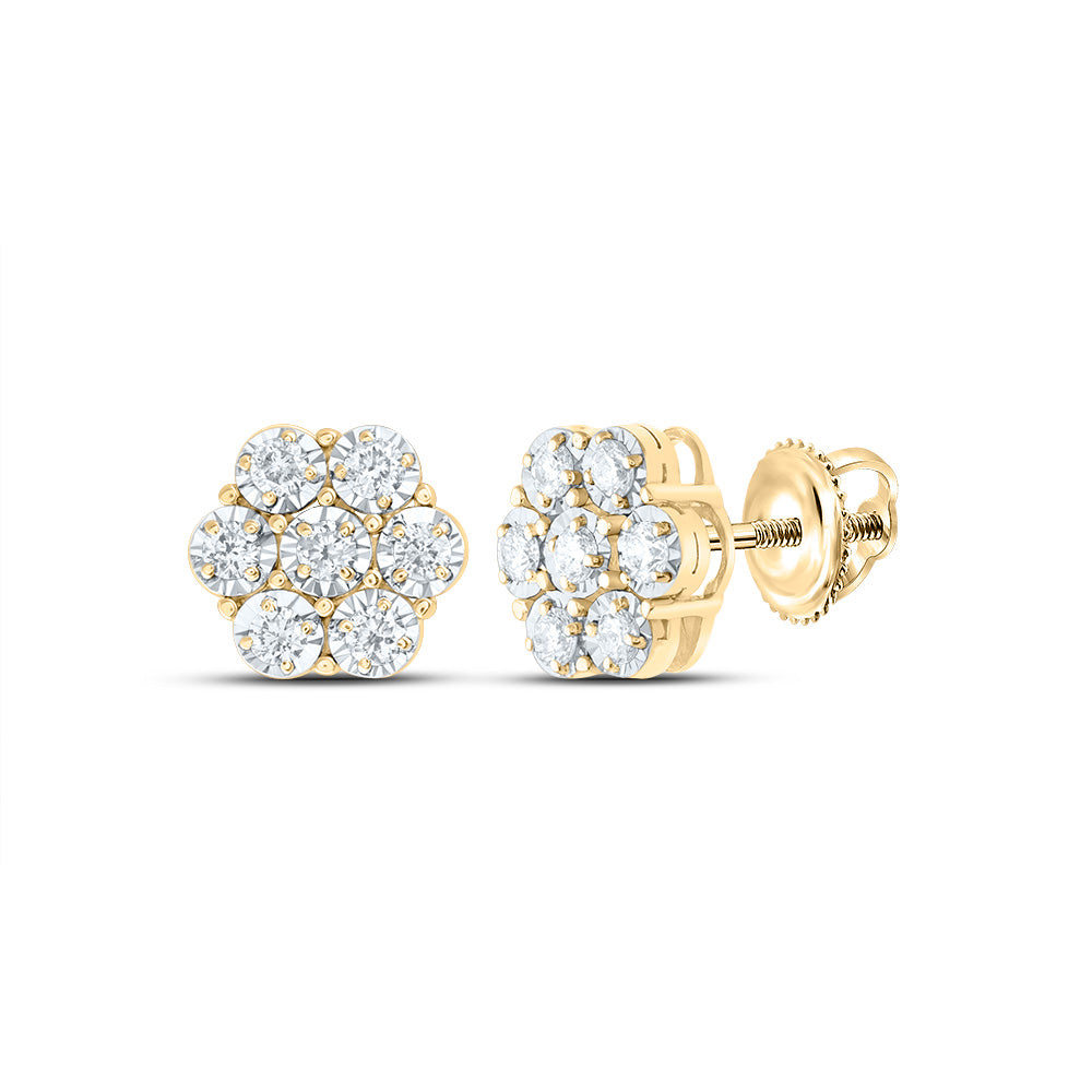 1/2CTW-DIA CN FLOWER STUD EARRING