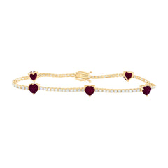 14K Yellow Gold 1 1/2 CTW-Natural Diamond 3 1/3 CTWht-Ru Natural Gemstone Fashion Heart Bracelet (7 Inch ) 5.37 Gram