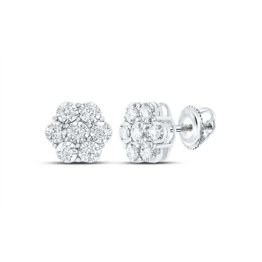 1/2CTW-DIA CN FLOWER STUD EARRING