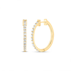 14K Yellow Gold 3/4 CTW-Natural Diamond Fashion Hoop Earring 3.31 Gram