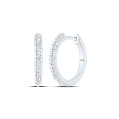 14K White Gold 3/8 CTW-Natural Diamond Fashion Hoop Earring 2.75 Gram