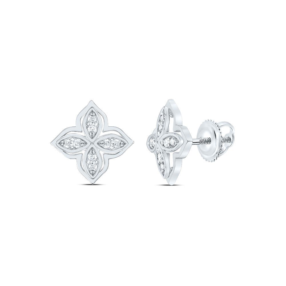 1/10CTW-DIA CN FASHION FLOWER STUD EARRING