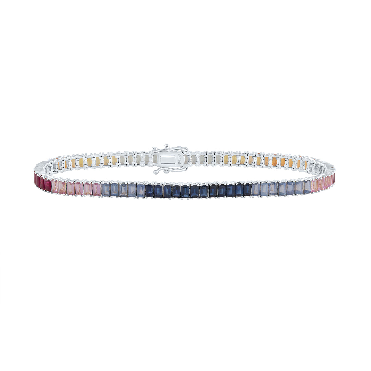 14K White Gold 9 1/2 CTWbag-Natural Gemstone Multi Cleartennis Bracelet (7 Inch ) 7.81 Gram