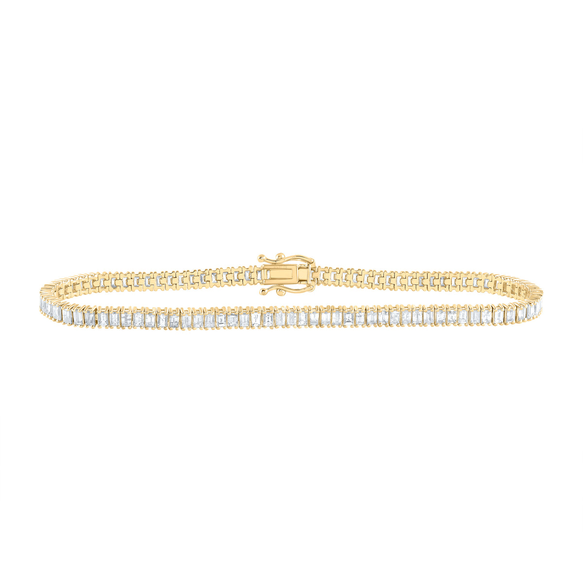 14k Gold 3 1/2 CTW-Natural Diamond Fashion Baguette Tennis Bracelet (7 Inch ) Gram