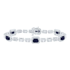 14K White Gold 3 CTW-Natural Diamond 4 3/4 CTWem-Bs Natural Gemstone Fashion Bracelet (7 Inch ) 9.32 Gram