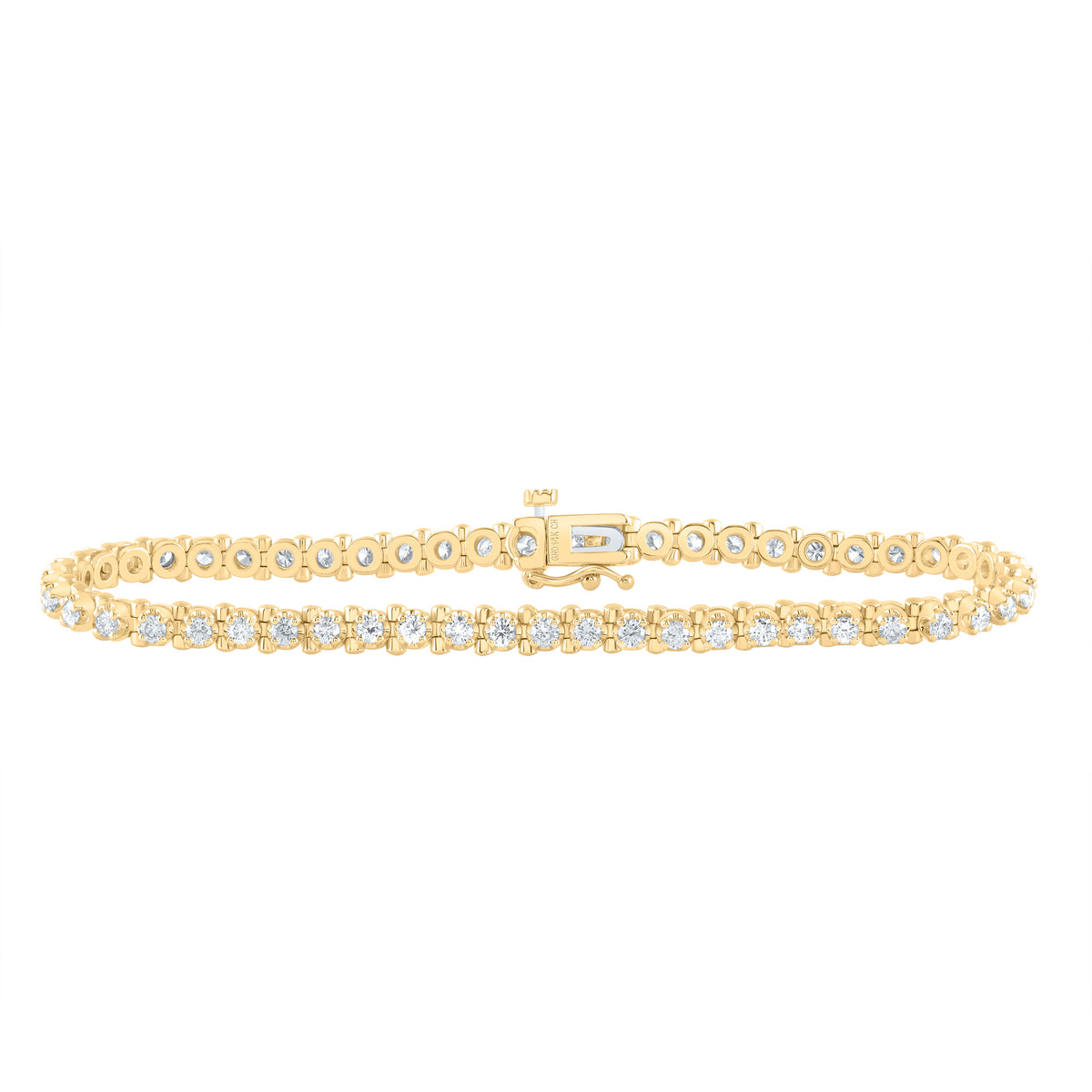 14K Yellow Gold 2 1/5 CTW-Natural Diamond Fashion Tennis Bracelet (7 Inch ) 11.52 Gram