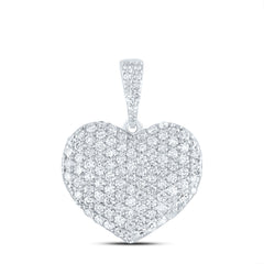 14K White Gold 1 1/3 CTW-Natural Diamond Fashion Heart Pendant 3.34 Gram