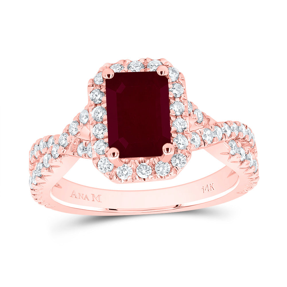 3/4CTW-DIA ANA M 8X5.5MM-OCT-RU NAT GEM SINGLE HALO ENGAGEMENT RING