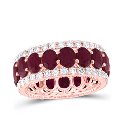 14K Rose Gold 1 3/4 CTW-Natural Diamond 7 7/8 CTW-Ov-Ru Natural Gemstone Band 4.61 Gram