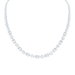 14K White Gold 5 CTW-Natural Diamond Fashion Baguette Necklace(18 Inch ) 21.57 Gram