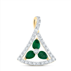 14K Yellow Gold 1/5 CTW-Natural Diamond 1/3 CTW-Ps-Em Natural Gemstone Pendant 0.66 Gram