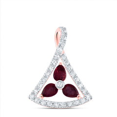 14K Rose Gold 1/5 CTW-Natural Diamond 1/2 CTW-Ps-Ru Natural Gemstone Pendant 0.65 Gram