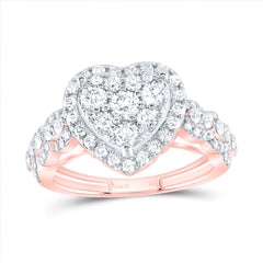 1 1/3CTW-DIA ANA M HEART SINGLE HALO ENGAEMENT RING
