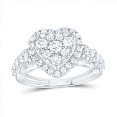 1 1/3CTW-DIA ANA M HEART SINGLE HALO ENGAEMENT RING