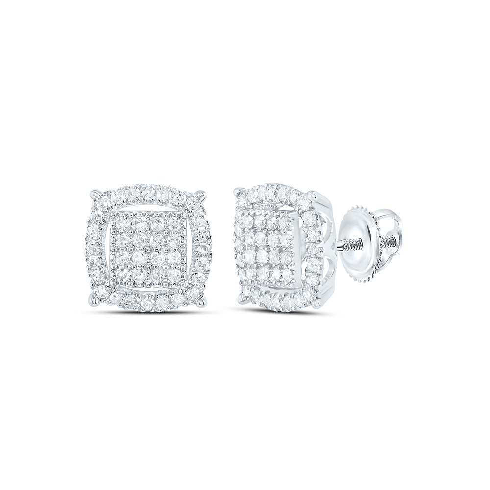 3/8CTW-DIA P1 CUSHION MENS STUD EARRING