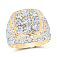 3 CTW-DIA NK CUSHION HEAD FLOWER MENS RING