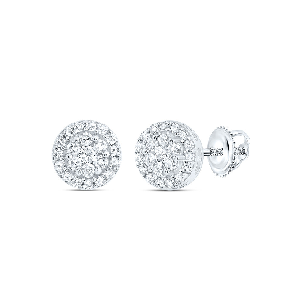 1/4CTW DIA NK ROUND FLOWER STUD EARRING