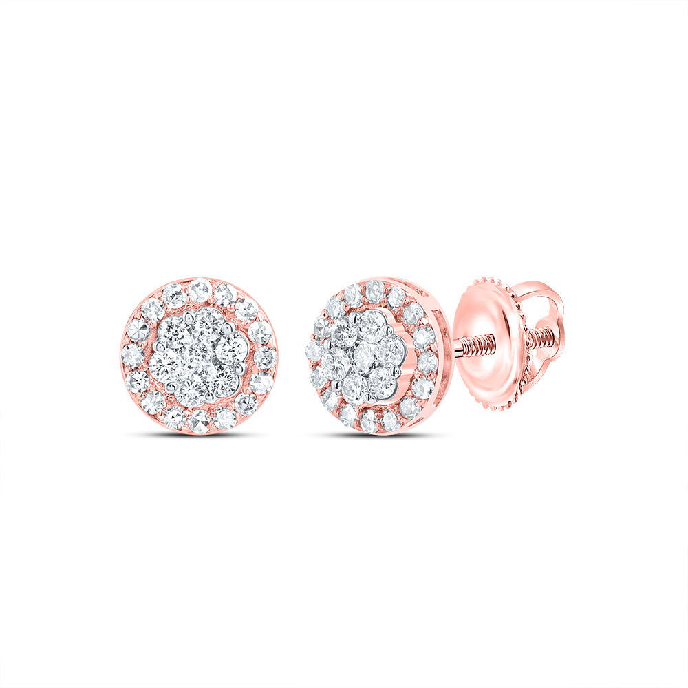 1/2CTW DIA NK ROUND FLOWER STUD EARRING