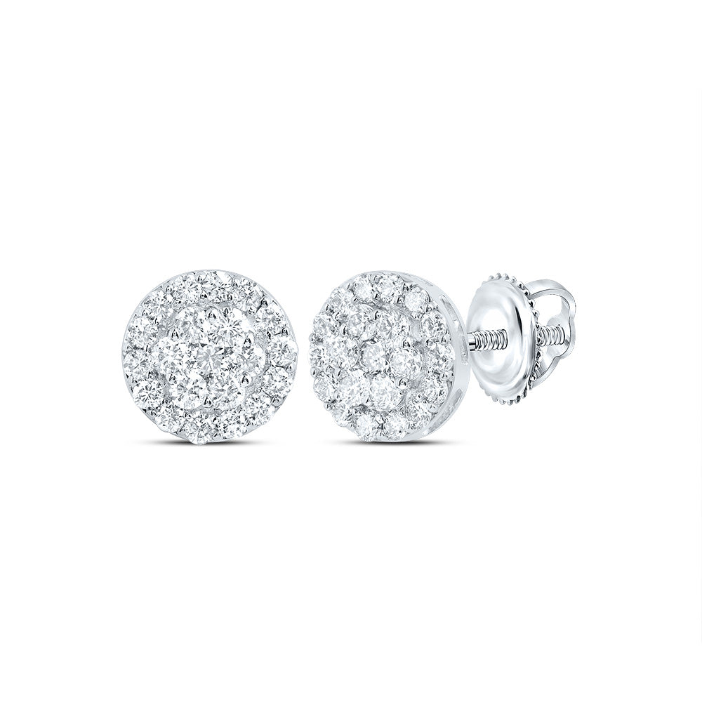 1CTW DIA NK ROUND FLOWER STUD EARRING