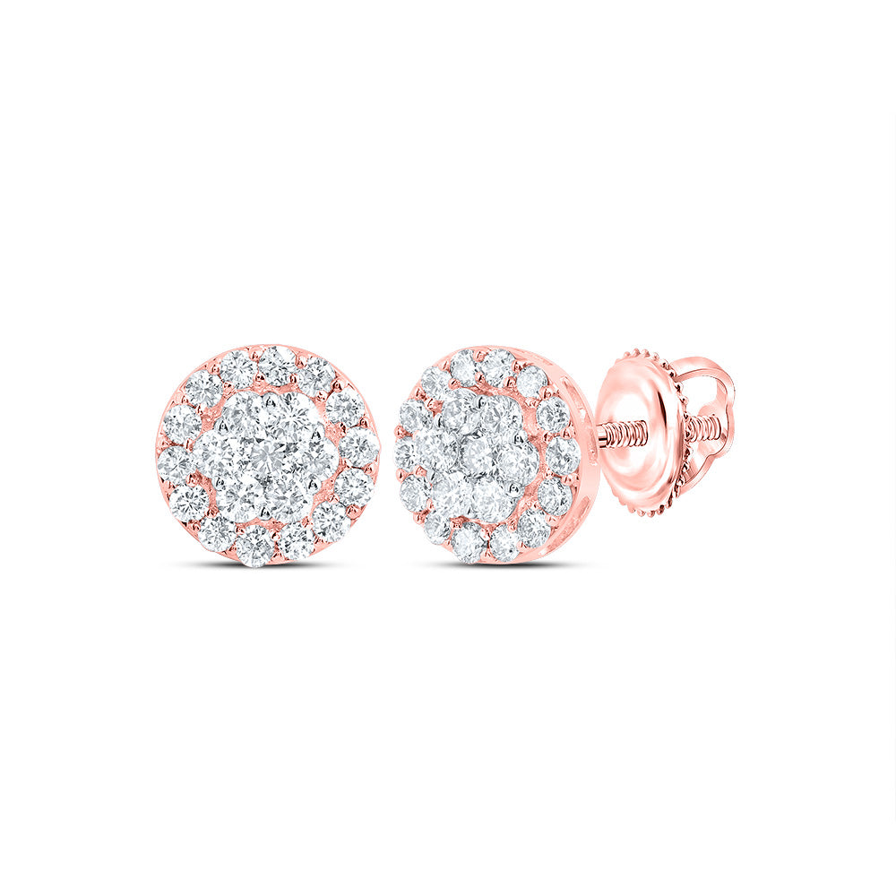 1CTW DIA NK ROUND FLOWER STUD EARRING