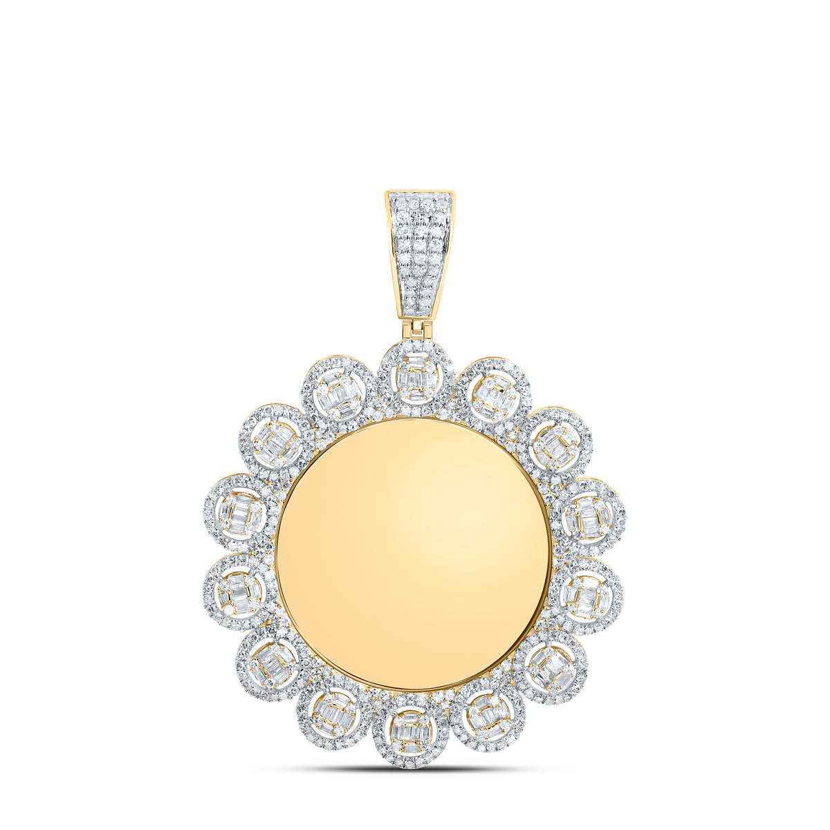 10K Yellow Gold 1 3/4 CTW-Natural Diamond Fanuk Memory Round Mens Charm 6.18 Gram