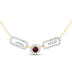 1/4CTW-DIA CN 3MM RD-RU NAT GEM PAPER CLIP NECKALCE(18 INCH)