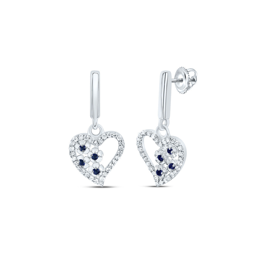 1/5CTW-DIA NK 1/20CTW-RD-BS NAT GEM HEART DANGLING EARRING