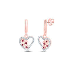 1/5CTW-DIA NK 1/20CTW-RD-RU NAT GEM HEART DANGLING EARRING