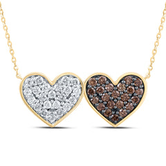 1CTW-DIA P1 COGNAC NATURAL HEART NECKLACE (18 INCH)